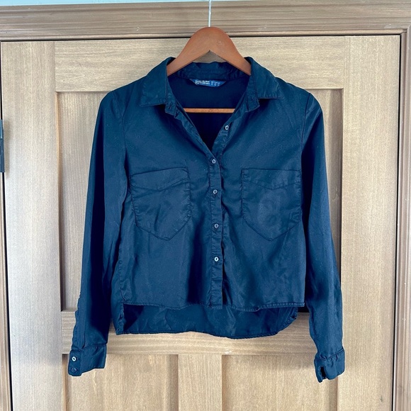 ZARA Basics Black Denim Shirt - Picture 1 of 10